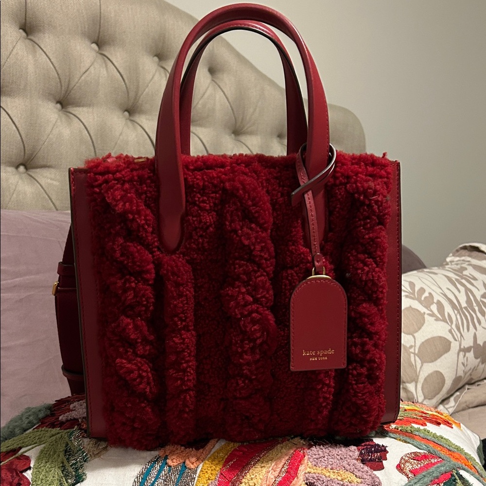 Kate Spade Cherry Red Shearling Tote